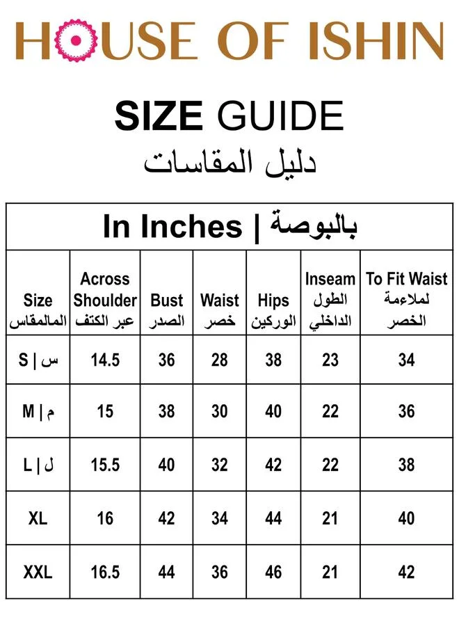 ISHIN  Women's Navy 100% Polyester Embellished Tunic Full Length Palazzo Straight Fit Kurta Set for Women | Best Price UAE